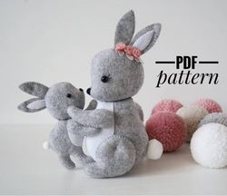 DIY bunny mom and baby  ornaments felt pattern bunny family  felt pattern