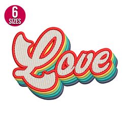 Love retro embroidery design, Machine embroidery pattern, Instant Download
