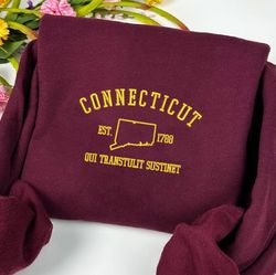 Connecticut Embroidered Sweatshirt, Connecticut Embroidered Sweatshirt, Connecticut Embroidered Hoodie, T-shirt