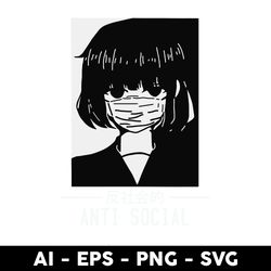 Anti Social Japanese Text Aesthetic Vaporwave Anime Svg, Anime Svg, Anti Social Svg, Png Dxf Eps File - Digital File
