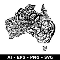 Australia Map Mandala Svg, Australia Map Svg, Australia Svg, Png Dxf Eps Digital File - Digital File