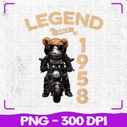 65th Birthday Men's Png, Legend since 1958 Png, Teddy Bear Png, Birthday Png, Sublimation, PNG Files, Sublimation PNG
