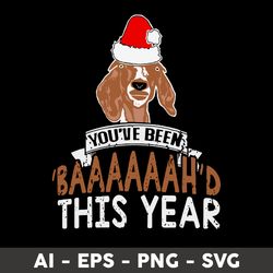 You've Been Baaaaaah'd This Year Svg, Dog Christmas Svg, Png Dxf Eps Digital File - Digital File