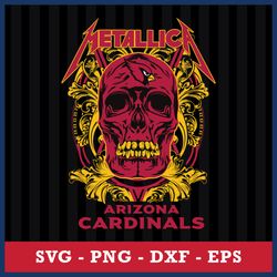 Skull Metallica Arizona Cardinals Svg, Arizona Cardinals Svg, NFL Svg, Png Dxf Eps Digital File