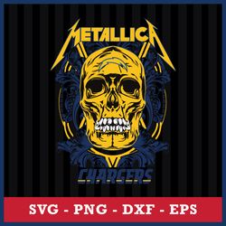 Skull Metallica Los Angeles Chargers Svg, Los Angeles Chargers Svg, NFL Svg, Png Dxf Eps Digital File