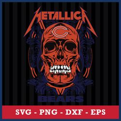 Skull Metallica Chicago Bears Svg, Chicago Bears Svg, NFL Svg, Png Dxf Eps Digital File