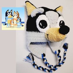 Crochet Bluey Dog Kid Hat Pattern, Crochet Pattern, Bluey Dog, Child Hat Patterns, Digital dog beanie Pattern, Bluey dog