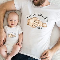 Our First Father's Day Together, Dad and Kid Matching Shirt, Dad Announcement, Personalized Dad and Kid Gift
