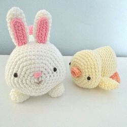 Sale - Amigurumi Crochet Bunny and Chick Easter Pattern Set Digital Download