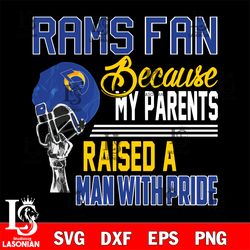 Los Angeles Rams fan because my parents raised a man with pride svg , digital download