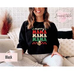 Merry Mama Sweatshirt Gift For Christmas, Christmas Mom Sweatshirt, Hot Cocoa Sweater,Groovy Christmas Hoodie,Retro Chri