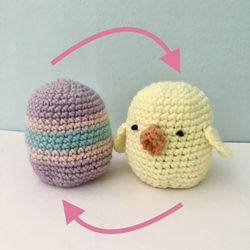 Amigurumi Crochet Reversible Easter Egg and Chick Pattern Digital Download