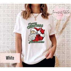 Merry Christmas Assholes Shirt Gift For Christmas, Nasty Santa Shirt, Humerus Santa Claus T-Shirt,Santa Middle Finger Te