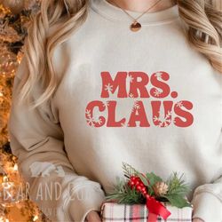 Mrs. Claus Matching Christmas Crewneck Sweatshirt, Retro Christmas Sweatshirt, Funny Couples Christmas Sweater, Christma