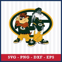 Taz and Bugs Kriss Kross Green Bay Packers Svg, NFL Svg, Eps Dxf Png Digital File