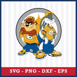 Taz and Bugs Kriss Kross Pittsburgh Steelers Svg, NFL Svg, Eps Dxf Png Digital File