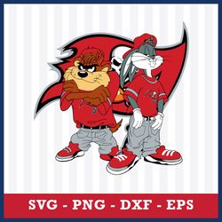 Taz and Bugs Kriss Kross Tampa Bay Buccaneers Svg, NFL Svg, Eps Dxf Png Digital File