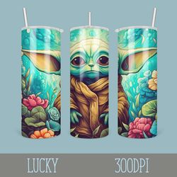 Cute Baby Yoda 20oz Sublimation Tumbler Designs, Star Wars  Straight Skinny Tumbler Wrap PNG, Sublimation PNG