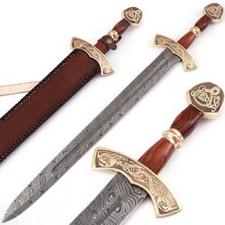 Warriors Call Damascus Steel Carolingian Viking Sword , Exotic Sword, Christmas