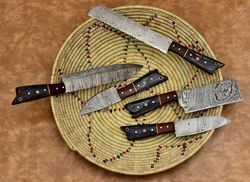 5 pcs Damascus Chef Knives Set Kitchen Knives Hand Forged Fishtail Wood Handle