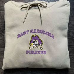 East Carolina Pirate Embroidered Crewneck, NCAA Embroidered Sweatshirt, Inspired Embroidered Sport Hoodie, Unisex Tshirt
