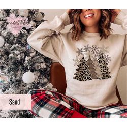 Leopard Christmas Tree Sweatshirt Gift For Women, Leopard Christmas Sweatshirt, Christmas Tree Hoodie, Womens Christmas