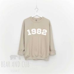 Retro 1982 Sweatshirt, 40th Birthday Sweatshirt, 1982 Birth Year Number Shirt, Birthday Gift for Women, Birthday Shirt G