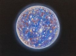 mercury, oil painting, 7.09 by 9.45, canvas on cardboard, space art, original art