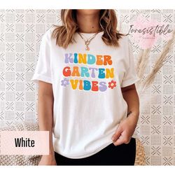 Boho Style Kindergarten Teacher T-shirt, Kinder Garten Vibes Shirt, Floral Teacher Shirt Gift, Teacher Life Shirt, Presc