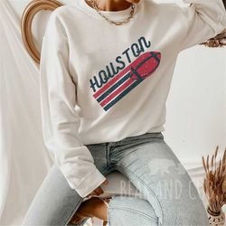 Vintage Houston Football Crewneck Sweatshirt, Retro Houston Football Shirt, Men's and Women's Sweatshirt, Throwback Hous