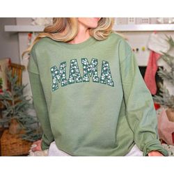 Flower Bouquet Gift for Mother's Day, Aesthetic Mama Crewneck, Flower Lovers Mama Sweater, Spring Season Sweatshirt, Cut