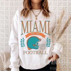 Vintage Miami Football Crewneck, Retro Miami Sweatshirt, Men's and Women's Sweatshirt, Throwback Miami, Game Day Crewnec