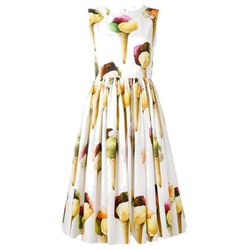 AUTH  Dolce & Gabbana ice-cream cotton white dress 42it
