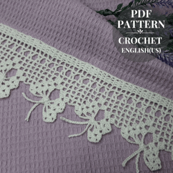 Crochet edging pattern, Border crochet for decor kitchen towels, Pattern crochet edging tablecloths, Detailed tutorial.