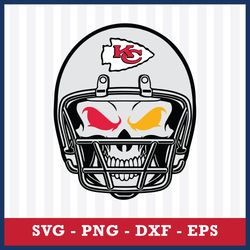 Skull Helmet KC Chiefs Svg, Kansas City Chiefs Svg, NFL Svg, Eps Dxf Png Digital File