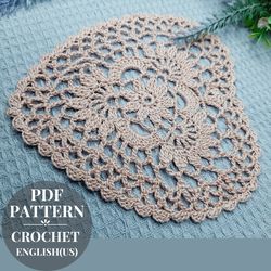 Crochet pattern doily shaped heart. Crochet lace doily pattern. Crochet detailed tutorial pdf. Housewarming gift.