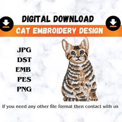 Cute Cat Embroidery Design, Animal Embroidery Design, Machine Embroidery Design