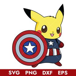 Pikachu Captain American Svg, Pikachu Svg, Captain Svg, Png Dxf Eps Digital File