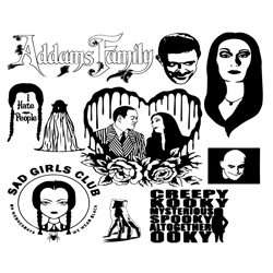 Addams Family Wednesday Bad Girls Cub Bundle SVG