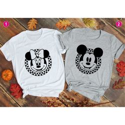 Retro Disney Shirts, Mickey Checkered Shirt, Disney Family Shirts, Minnie Mouse Tees, Vintage Disney Tee, Disneyland, Di