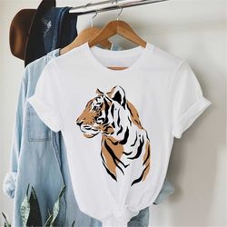 Tiger Graphic Tee, Women's T-Shirt Tropical Jungle Vintage Tee, Get em Tiger, T-Shirt For Women, Gift For Her