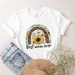Best Mom Ever Shirt, Mom Shirt, Mama T-Shirt, Mother's Day Shirt, Mom Life Shirt, Sunflower Leopard Mom Tee