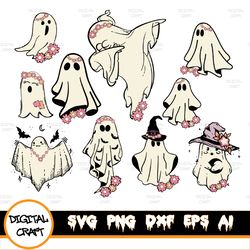Ghost Bundle Svg Png Eps, Spooky Season Svg, Boo Svg Files For Cricut, Ghost Clipart, Scary Svg, GhoSvg Png, Halloween s