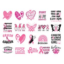 Breast Cancer SVG Bundle, PNG, PDF, Cancer Ribbon SVG, Fight Cancer SVG