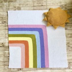 Crochet Rainbow Blanket and Sun Pillow Patterns Digital Download