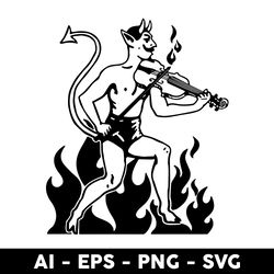 Devil Playing Fiddle Svg, Devil Svg, Png Dxf Eps File - Digital File