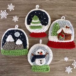 Amigurumi Crochet Snow Globe Christmas Ornament Pattern Set Digital Download