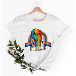 Rainbow Colored Hand With a Fist Raised Up T-shirt, Pride T-shirt, UNISEX Shirt, LGBTQ flag Shirt, Gay Pride gift, Pride