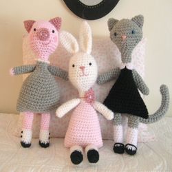 Amigurumi Crochet Little Animal Girls Pattern Set Digital Download