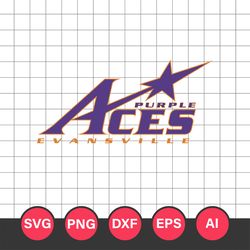 Evansville Purple Aces Logo Svg, Evansville Purple Aces, Evansville Purple Aces Cricut Svg, NCAA Logo Svg Digital File